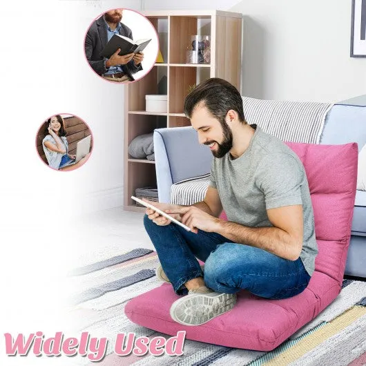 14-Position Adjustable Folding Lazy Gaming Sofa-Pink