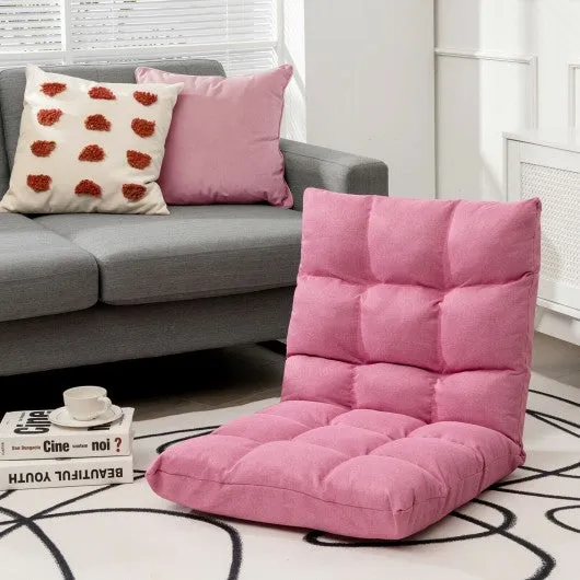 14-Position Adjustable Folding Lazy Gaming Sofa-Pink