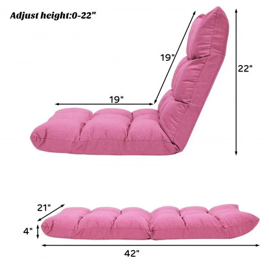 14-Position Adjustable Folding Lazy Gaming Sofa-Pink