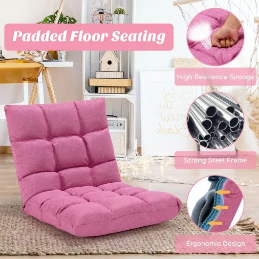 14-Position Adjustable Folding Lazy Gaming Sofa-Pink