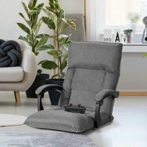 14-Position Floor Chair Lazy Sofa with Adjustable Back Headrest Waist-Gray