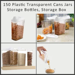 150 Plastic Transparent Cans Jars, Storage Bottles, Storage Box (1700 ml, 1 pc)