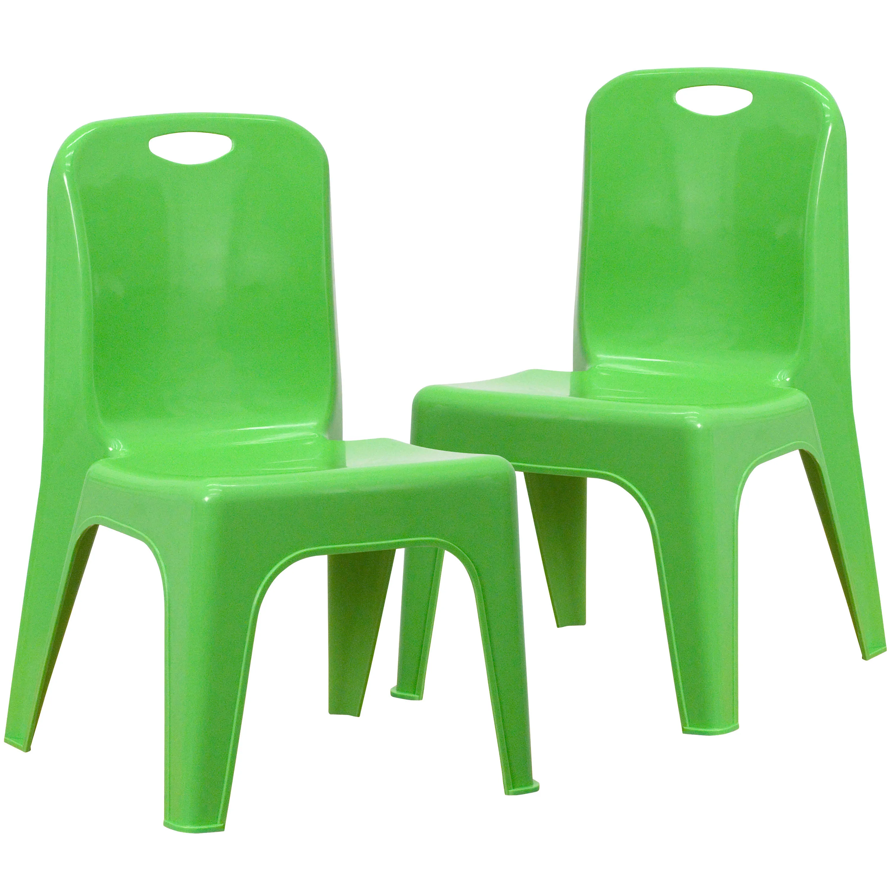 2 Pack Plastic Stackable School Chair with Carrying Handle and 11" Seat Height