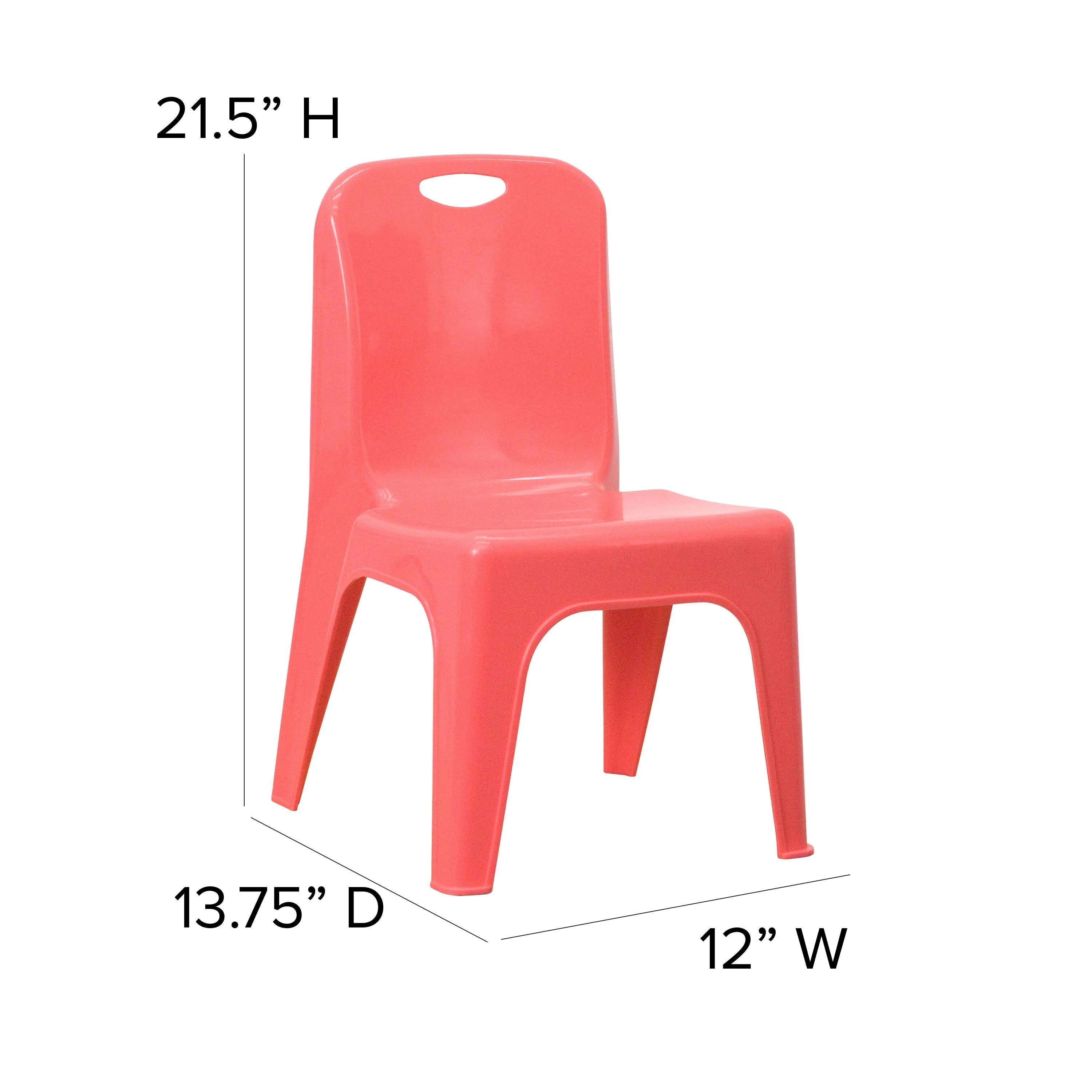 2 Pack Plastic Stackable School Chair with Carrying Handle and 11" Seat Height