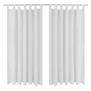 2 pcs White Micro-Satin Curtains with Loops 140 x 225 cm