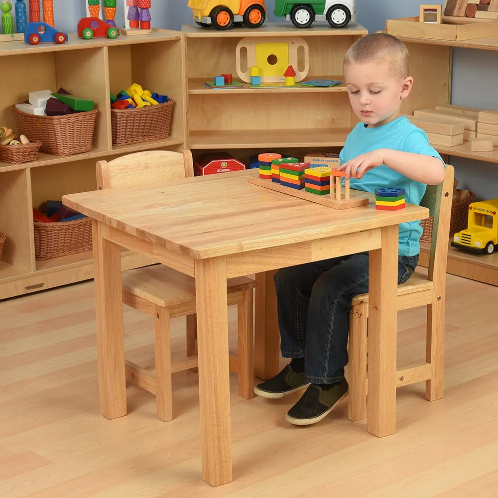 24" x 24" Wood Square Table with 2 Chairs | Child-Sized