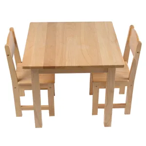 24" x 24" Wood Square Table with 2 Chairs | Child-Sized