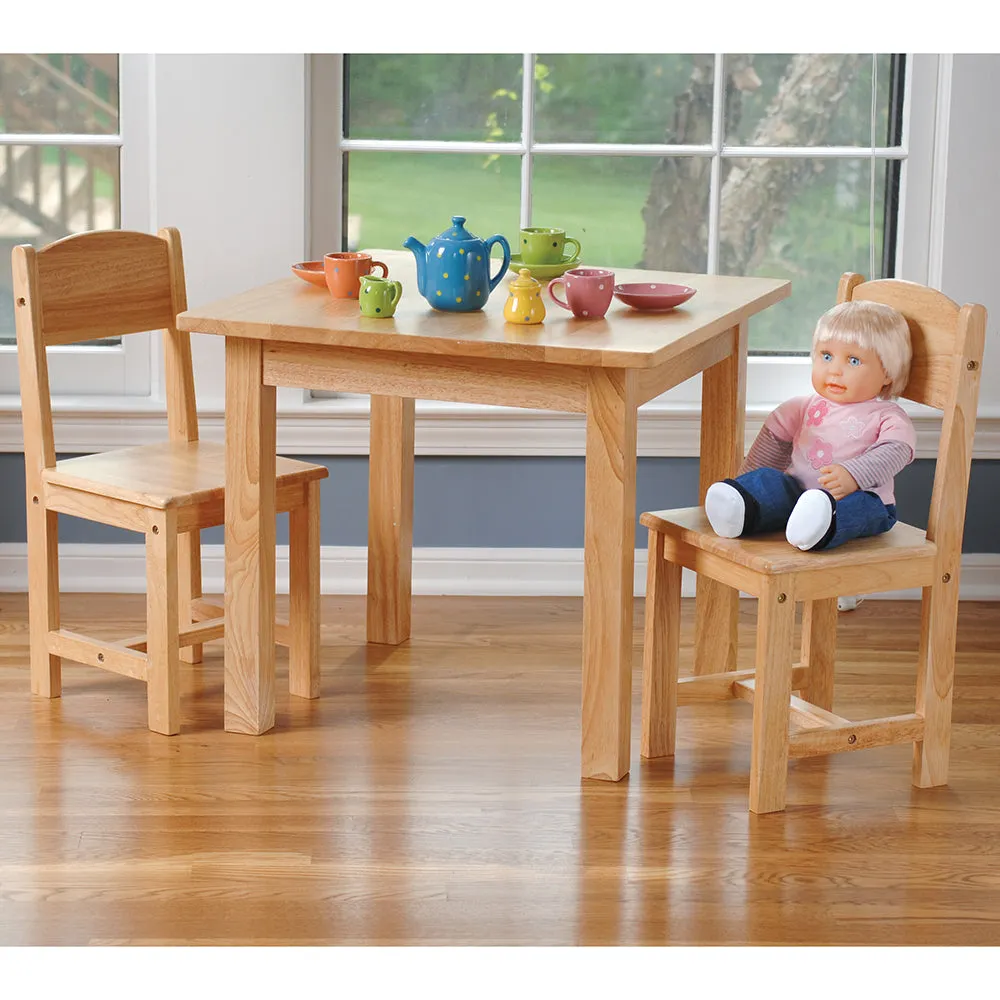 24" x 24" Wood Square Table with 2 Chairs | Child-Sized