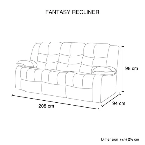 3 1 1 Seater Recliner Sofa In Faux Leather Lounge Couch in Black