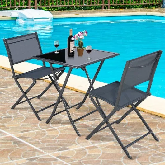 3 pcs Bistro Outdoor Folding Furniture Set