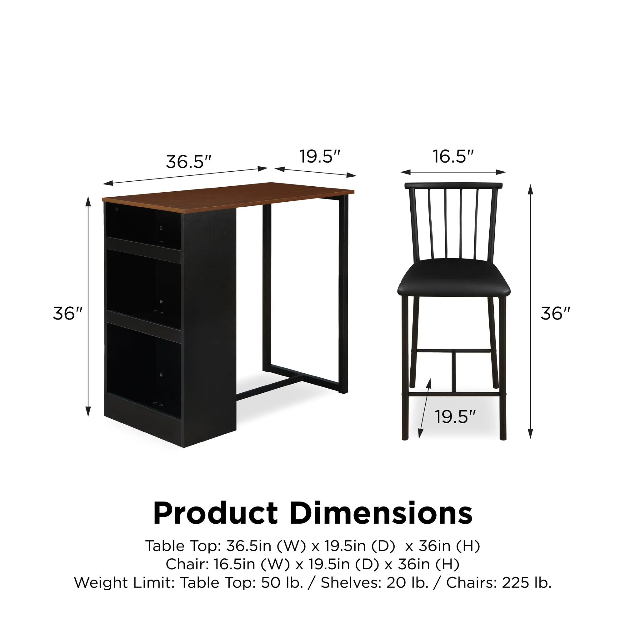 3-Piece Counter Height Bar Set with Chairs