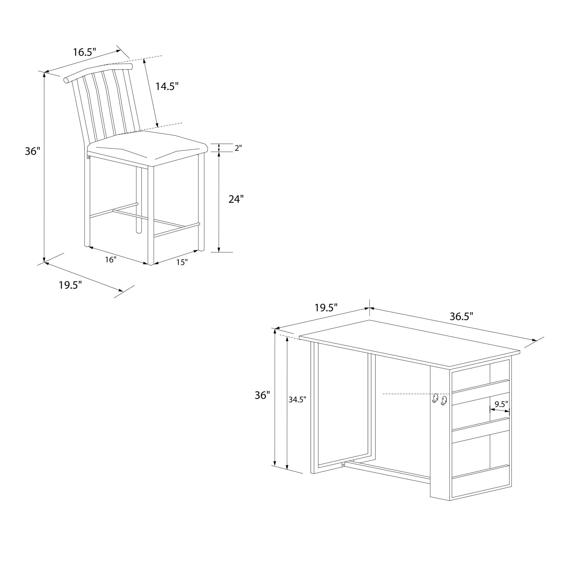 3-Piece Counter Height Bar Set with Chairs