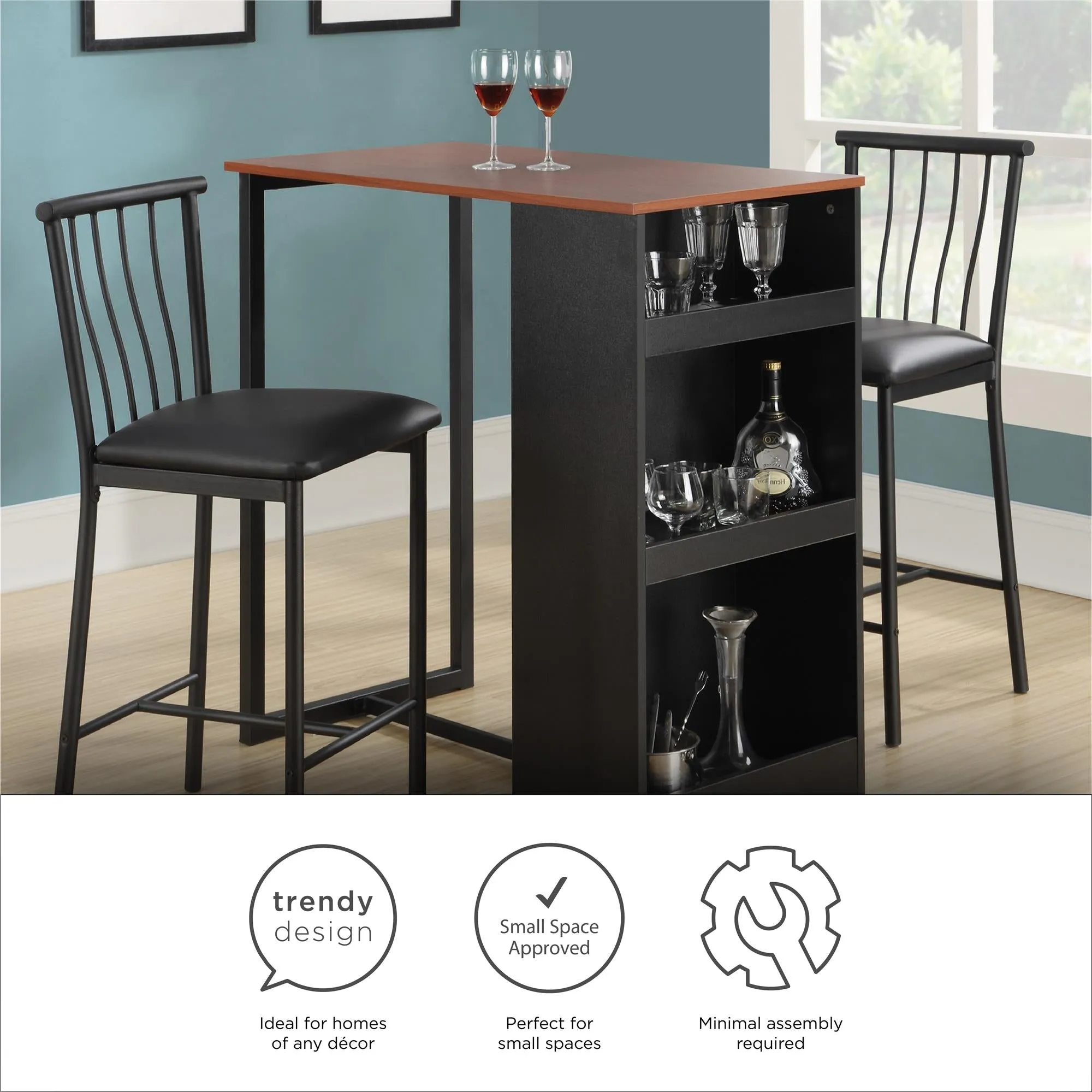 3-Piece Counter Height Bar Set with Chairs