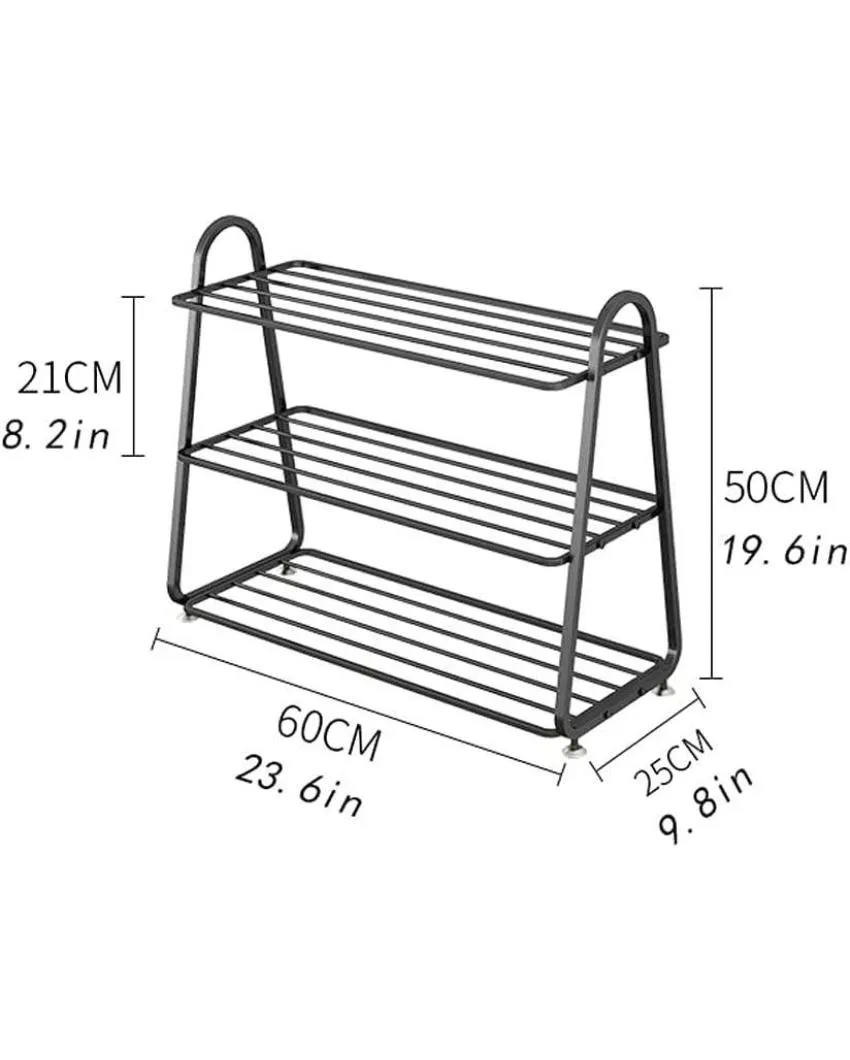 3-Tier Metal Shoe Rack | 24 x 10 x 20 inches