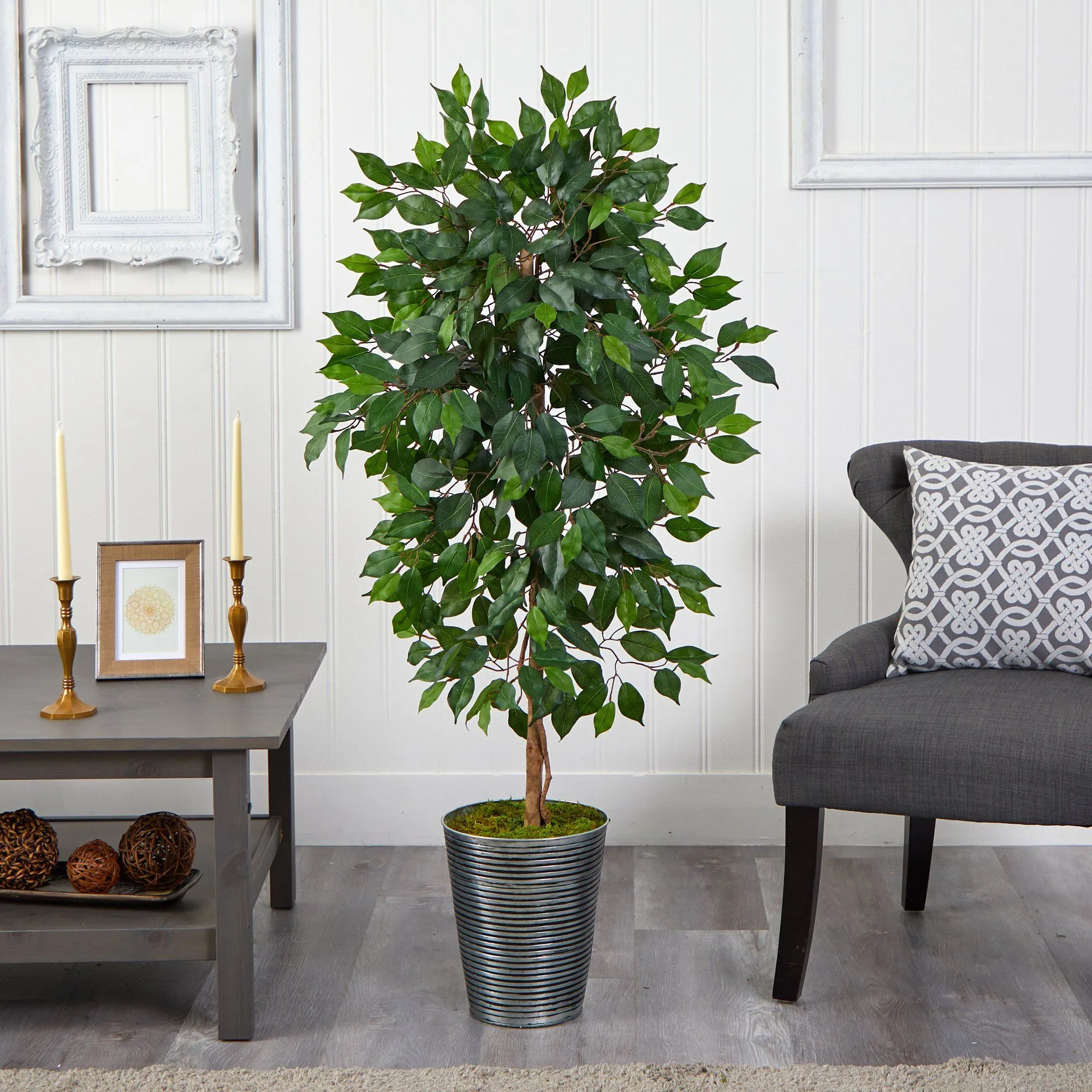 3.5’ Ficus Artificial Tree in Decorative Tin Planter