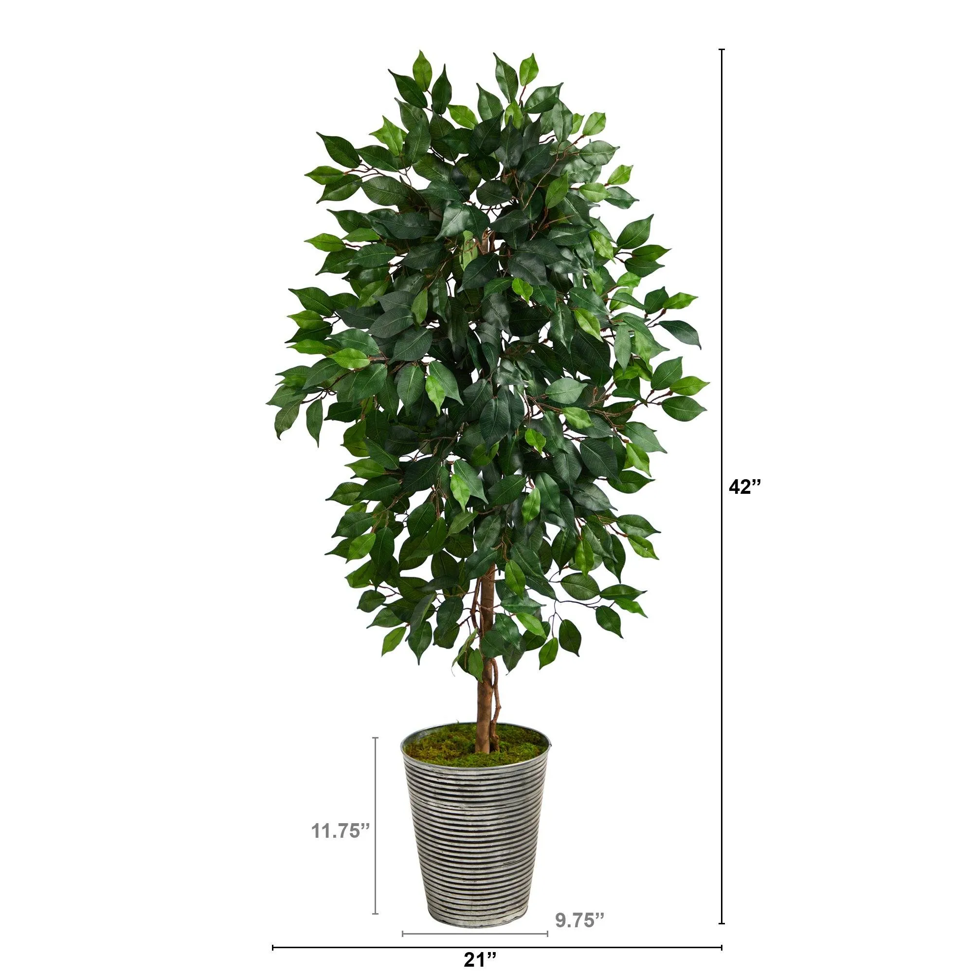 3.5’ Ficus Artificial Tree in Decorative Tin Planter