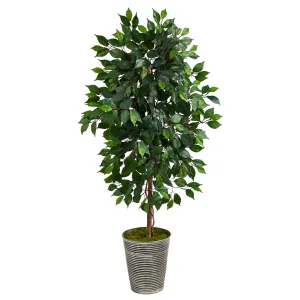 3.5’ Ficus Artificial Tree in Decorative Tin Planter