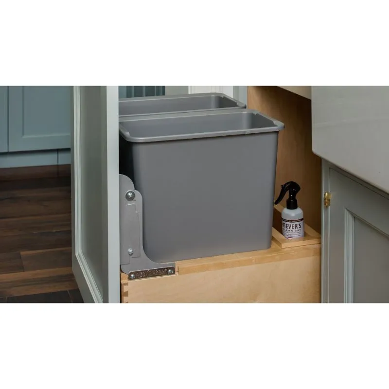 4WC Series White Undermount Double Waste Container Pull-Out Organizer (14.25" x 21.66" x 19.25")