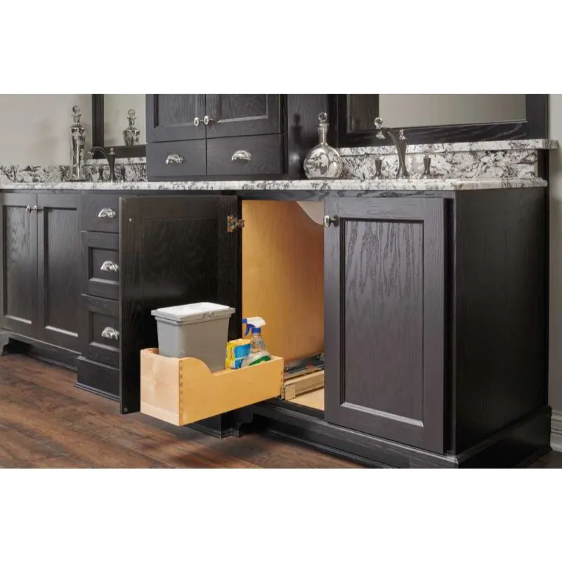 4WCSC Series Natural Maple Bottom-Mount Double Waste Container Pull-Out Organizer (15" x 21.75" x 20.63")