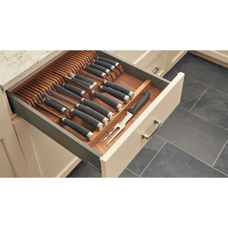 4WDKB Series Natural Maple Wood-Insert Cutlery Tray (18.5" x 22" x 2")