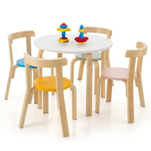 5 Piece Wooden Activity Table   Toy Blocks - Pastel