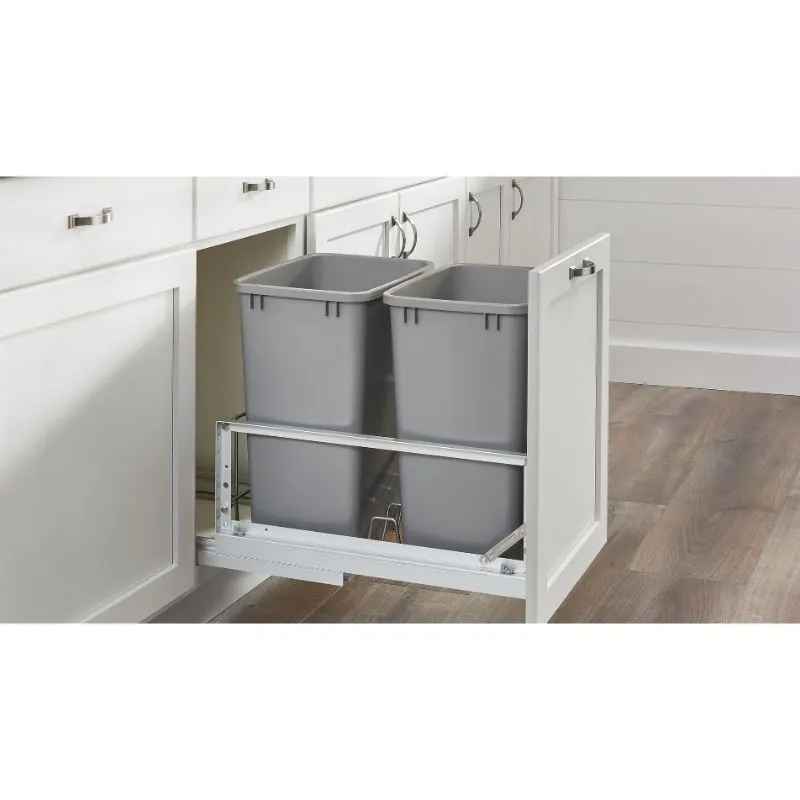 5349 Series White Bottom-Mount Single Waste Container Pull-Out Organizer (10.75" x 21.94" x 19.25")