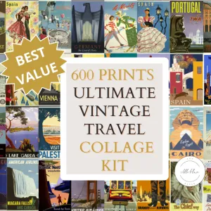 600 Pcs Ultimate Vintage Travel Posters Wall Collage Kit INSTANT DOWNLOAD Art Prints, Retro Aesthetic, Vintage Wall Art, Dorm Room Decor Aesthetic Wall