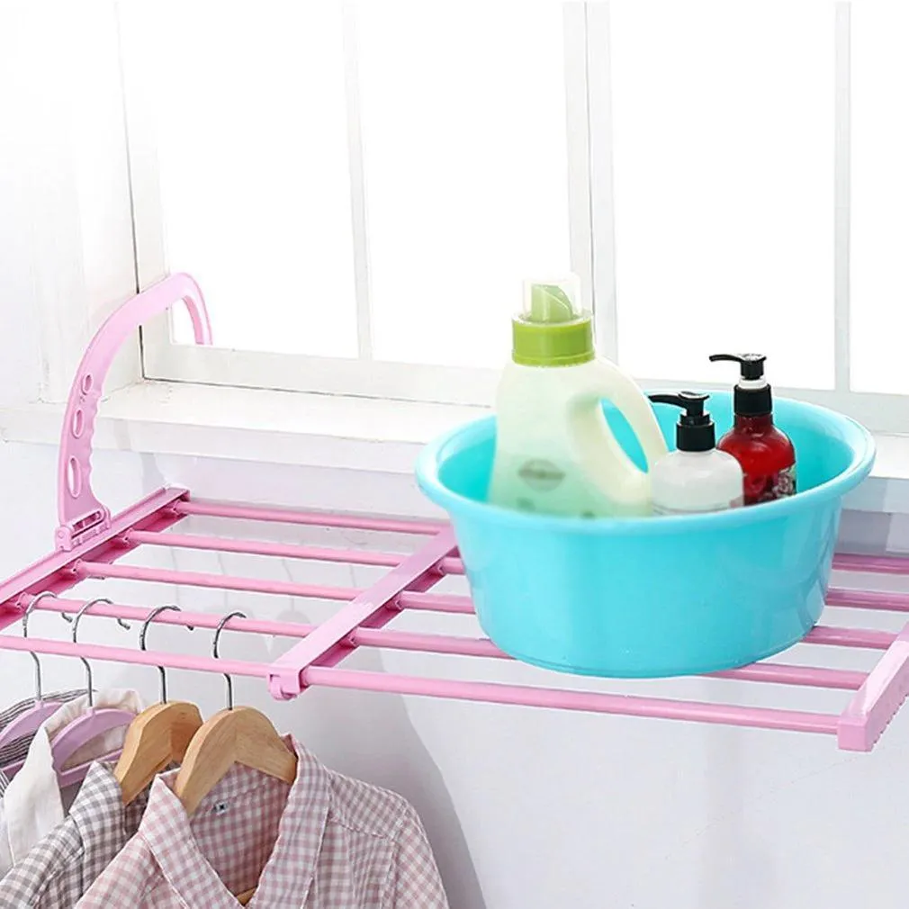 705 Multi-function Hanging Window Sill Drying Rack Easy Folding Drying Rack Balcony Retractable Drying Shoe Rack