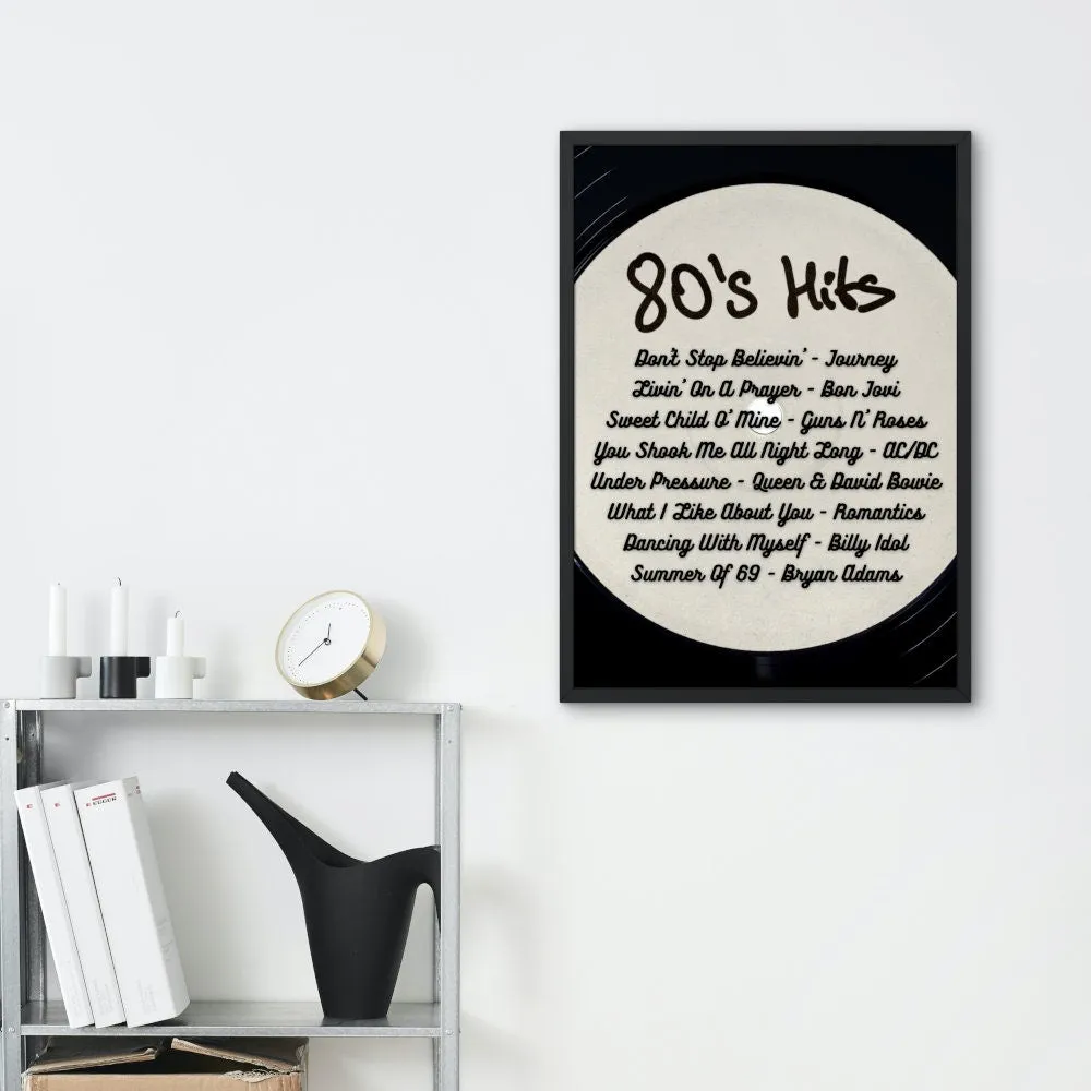 80S Hits Black & White Poster INSTANT DOWNLOAD Art Print, 80'S Music Poster, Rock Music Wall Art, 80S Nostalgia, 80S Theme Part, Decades Party Poster