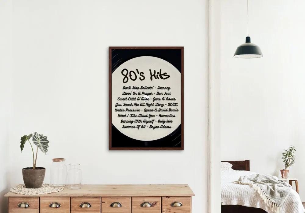 80S Hits Black & White Poster INSTANT DOWNLOAD Art Print, 80'S Music Poster, Rock Music Wall Art, 80S Nostalgia, 80S Theme Part, Decades Party Poster