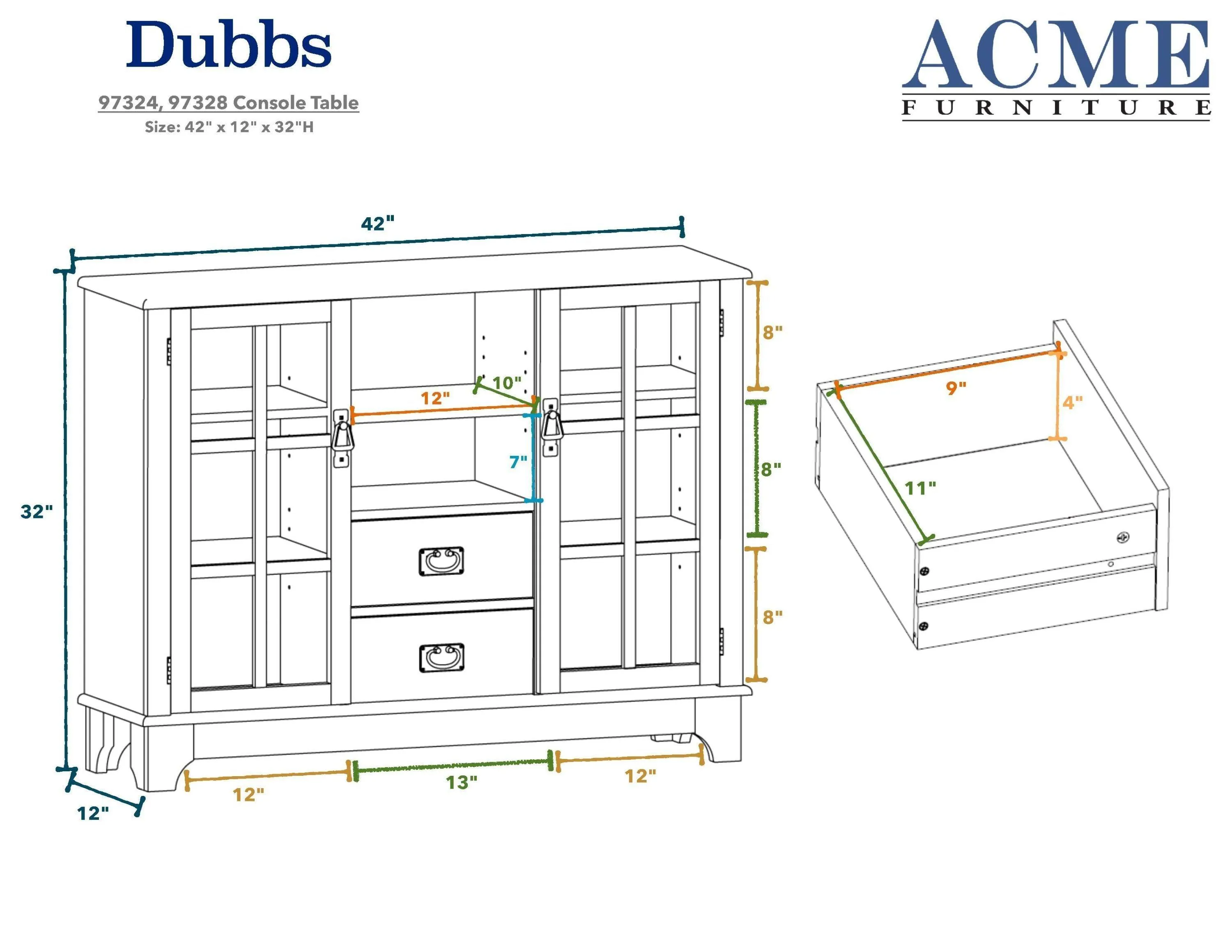 ACME Dubbs Console Table in Espresso