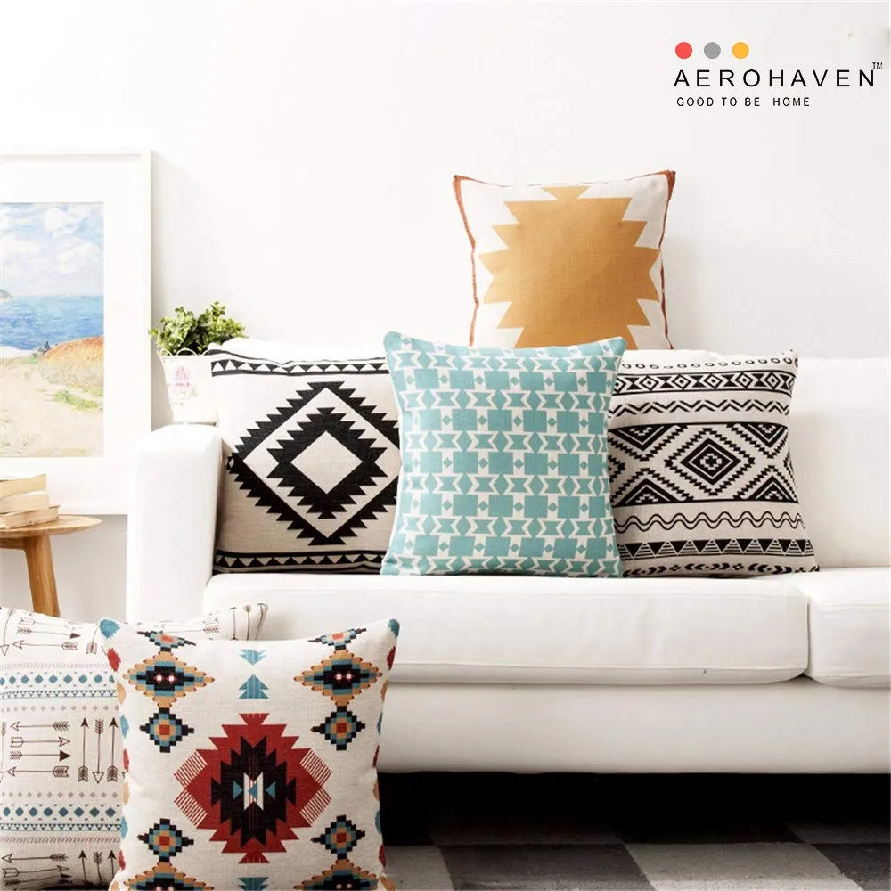 AEROHAVEN™ Set of 5 Designer Decorative Throw Pillow/Cushion Covers - (Multi, 16 x 16 inch)