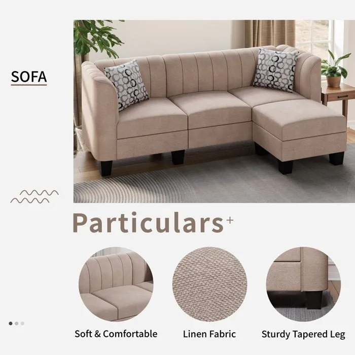 Alora Modular 4 Seater Fabric Sofa For Living Room