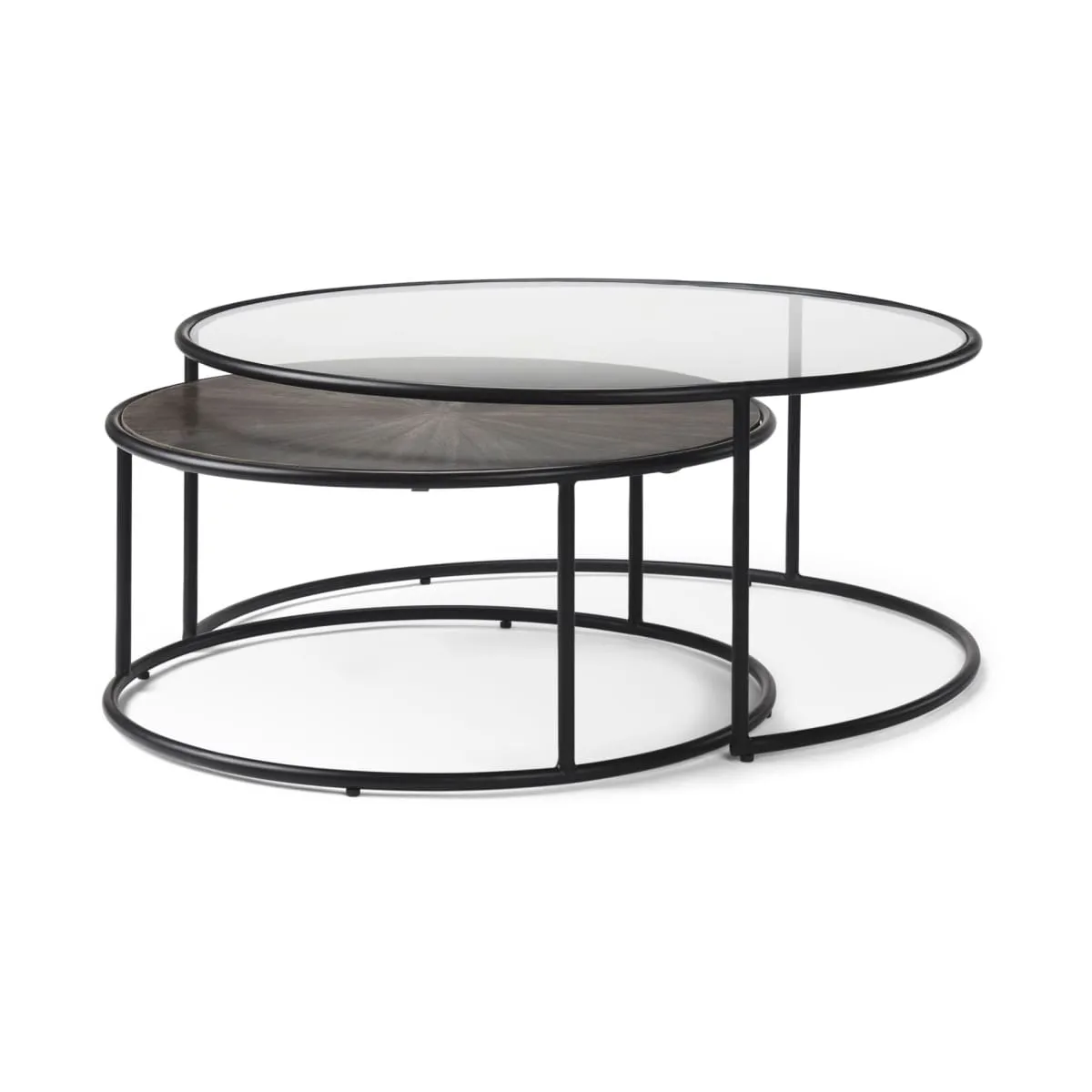 Arlo Coffee Tables Dark Brown Wood | Glass | Black Metal