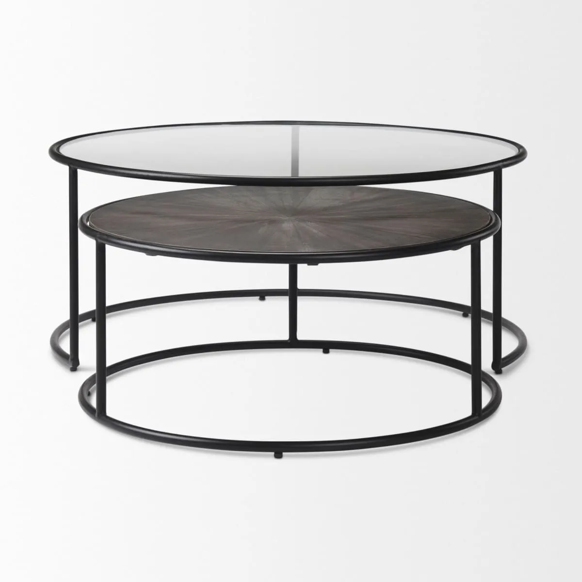 Arlo Coffee Tables Dark Brown Wood | Glass | Black Metal