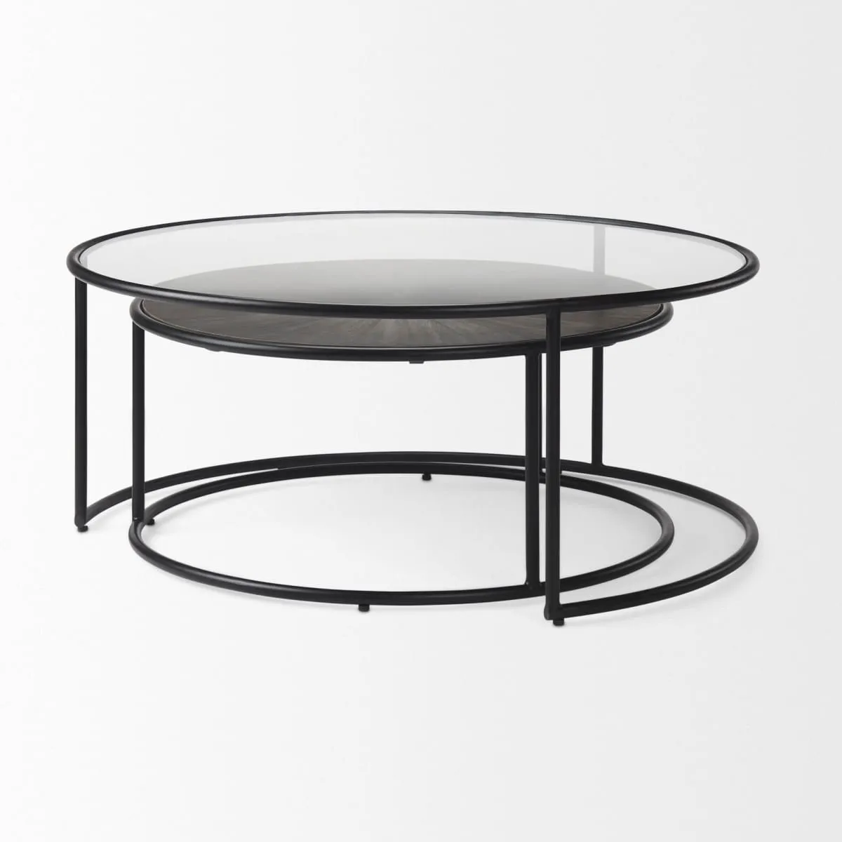 Arlo Coffee Tables Dark Brown Wood | Glass | Black Metal