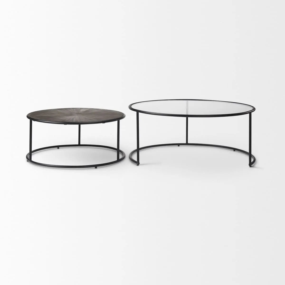 Arlo Coffee Tables Dark Brown Wood | Glass | Black Metal