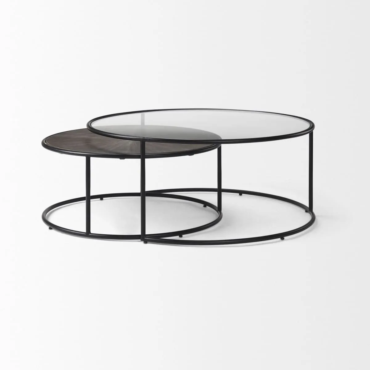 Arlo Coffee Tables Dark Brown Wood | Glass | Black Metal