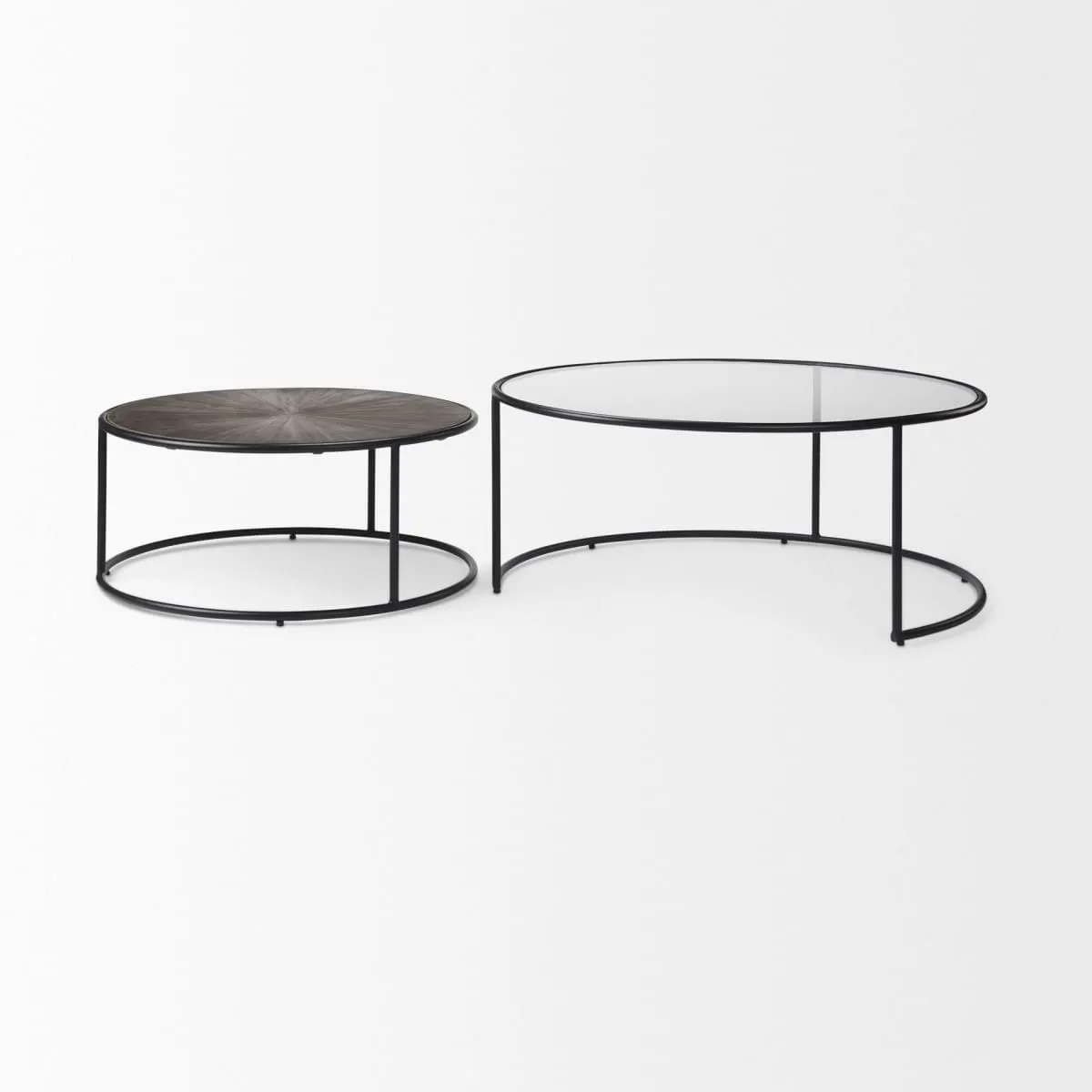 Arlo Coffee Tables Dark Brown Wood | Glass | Black Metal