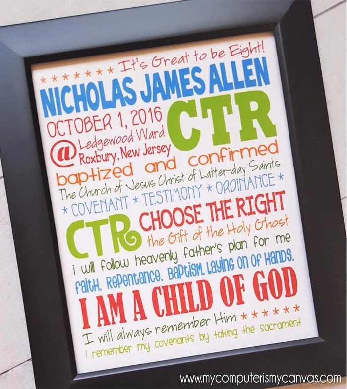 Baptism Subway Art {Personalized} PRINTABLE