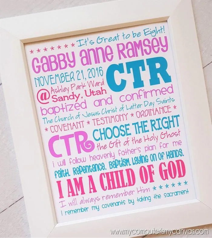 Baptism Subway Art {Personalized} PRINTABLE