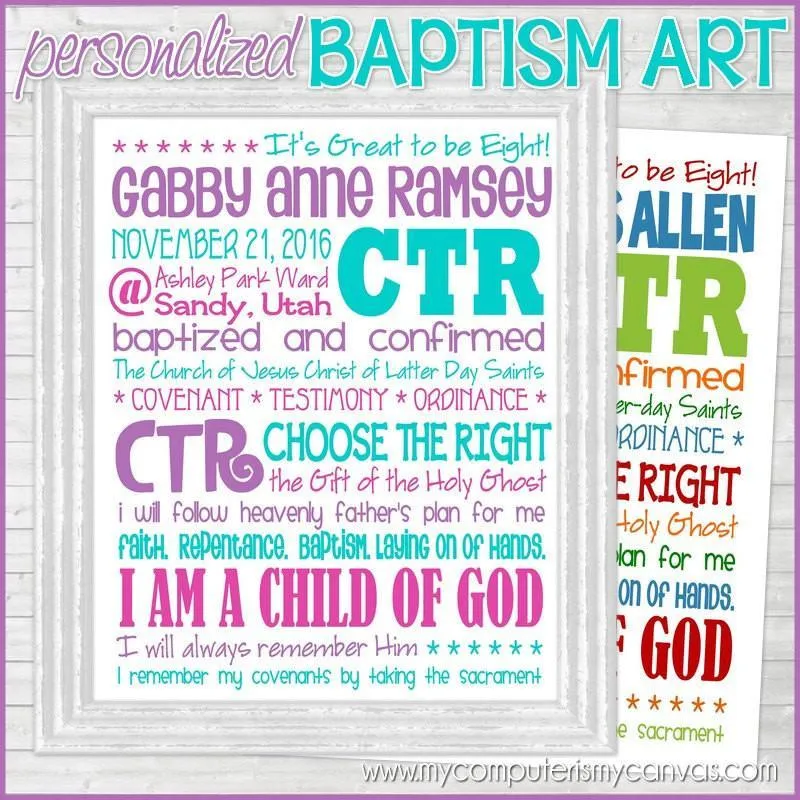 Baptism Subway Art {Personalized} PRINTABLE