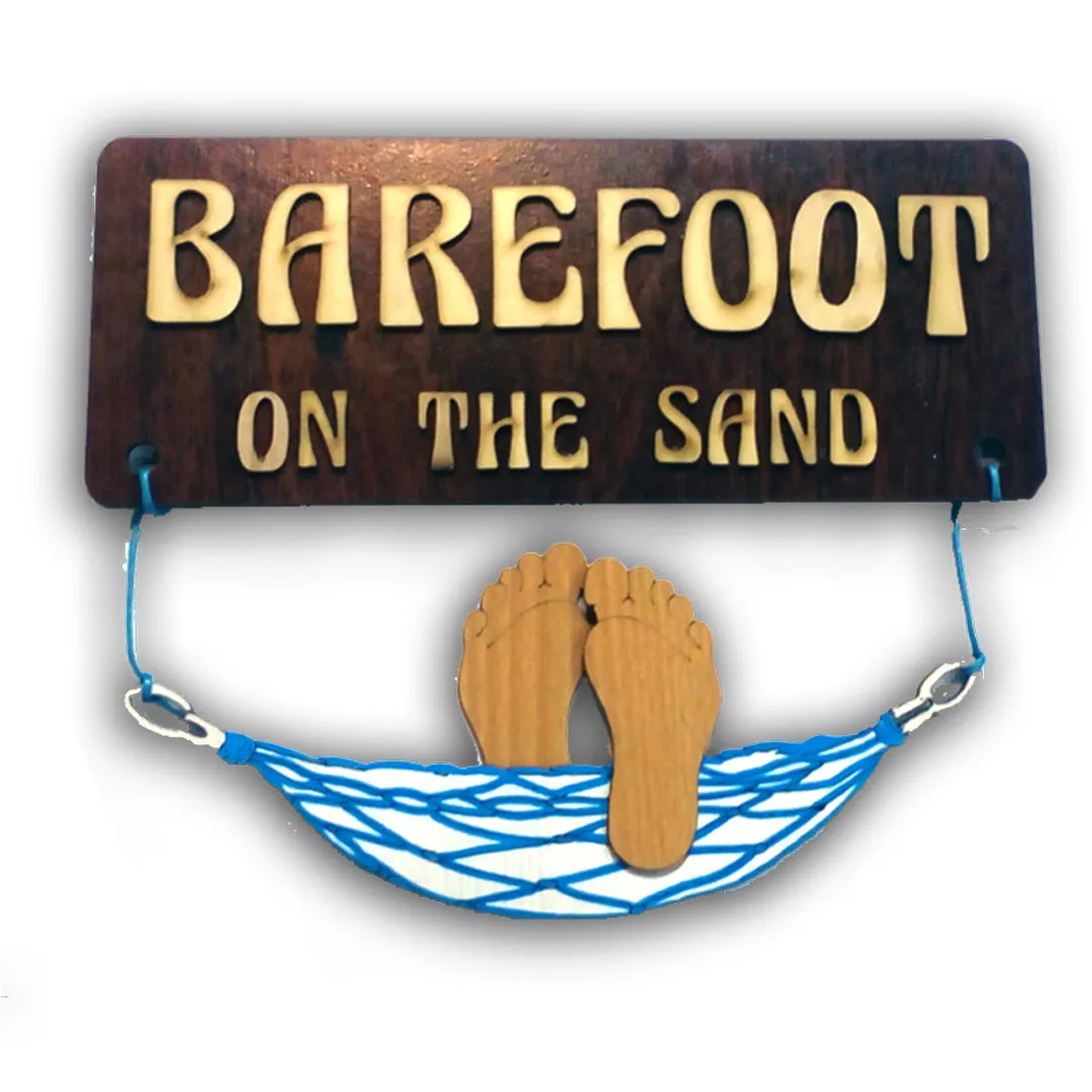 Barefoot in the sand wooden wall art