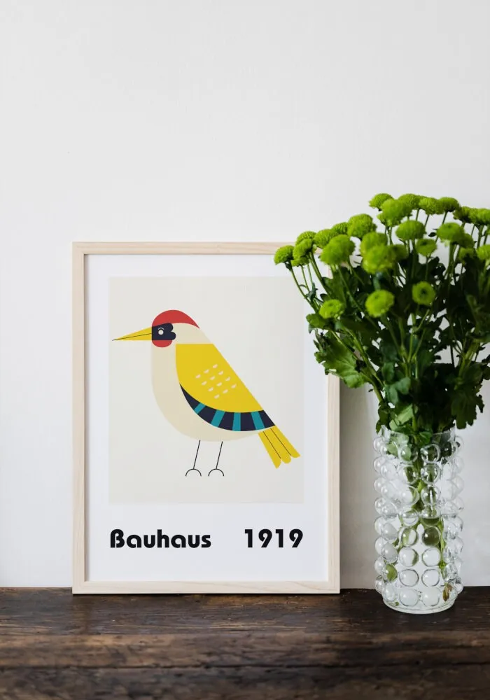 Bauhaus Bird Poster PRINTABLE WALL ART, Bird Illustration, Alternative Wall Art, Exhibition Bauhaus Decor, Colorful Abstract One Piece Poster, Bauhaus Print