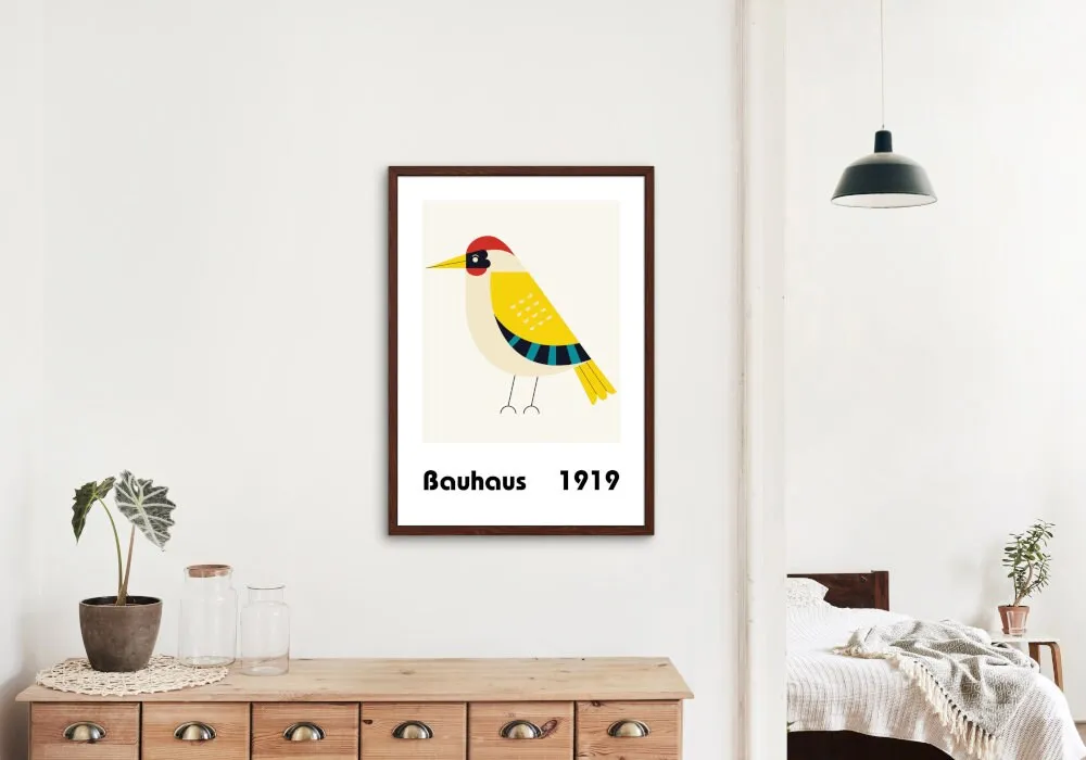 Bauhaus Bird Poster PRINTABLE WALL ART, Bird Illustration, Alternative Wall Art, Exhibition Bauhaus Decor, Colorful Abstract One Piece Poster, Bauhaus Print