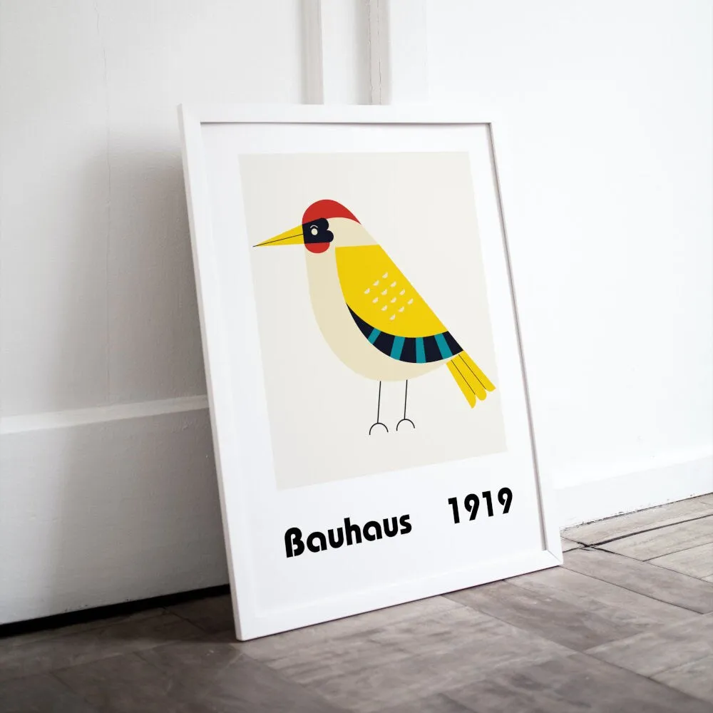 Bauhaus Bird Poster PRINTABLE WALL ART, Bird Illustration, Alternative Wall Art, Exhibition Bauhaus Decor, Colorful Abstract One Piece Poster, Bauhaus Print