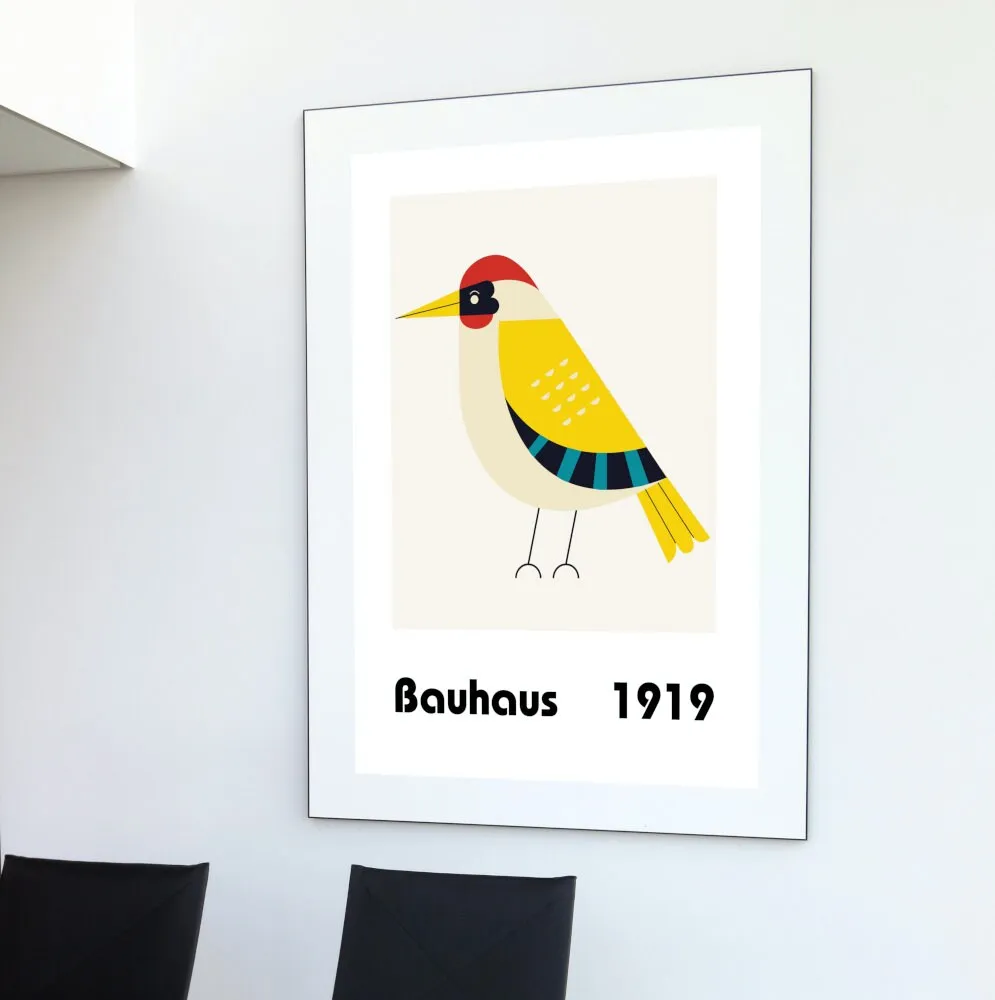 Bauhaus Bird Poster PRINTABLE WALL ART, Bird Illustration, Alternative Wall Art, Exhibition Bauhaus Decor, Colorful Abstract One Piece Poster, Bauhaus Print