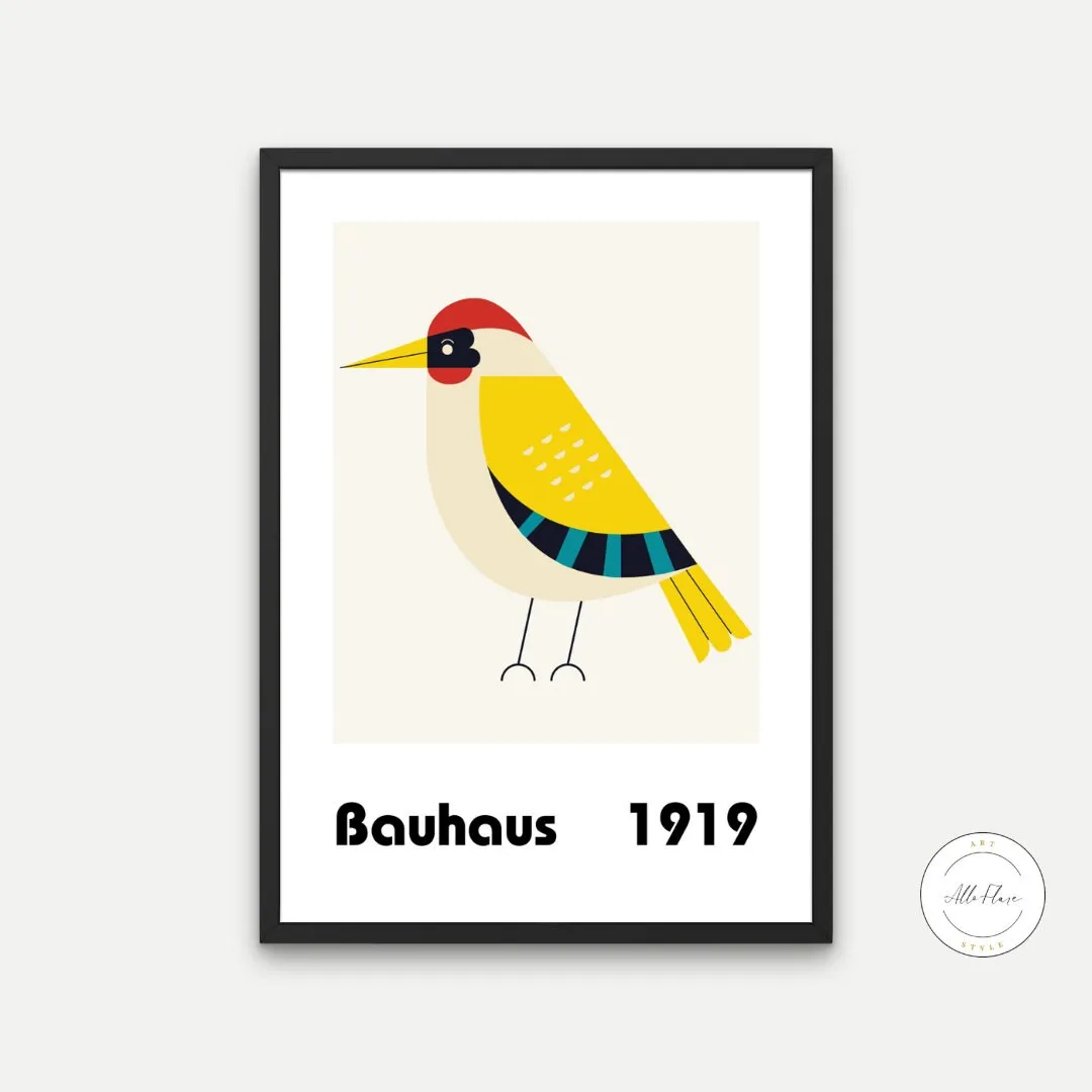 Bauhaus Bird Poster PRINTABLE WALL ART, Bird Illustration, Alternative Wall Art, Exhibition Bauhaus Decor, Colorful Abstract One Piece Poster, Bauhaus Print