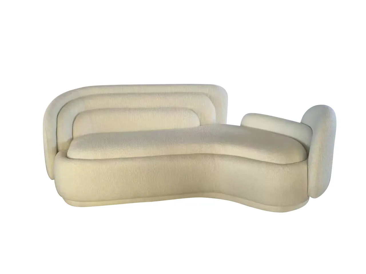 Bernard White Curved Velvet Sofa