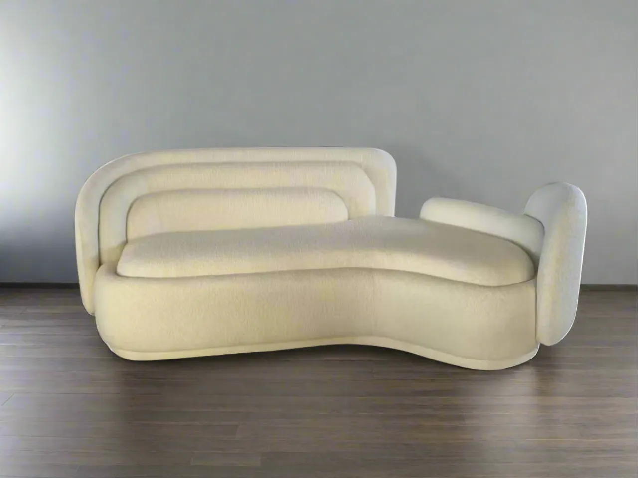 Bernard White Curved Velvet Sofa